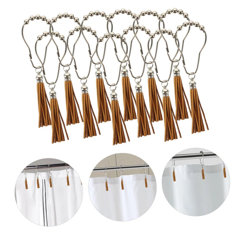 12pcs Stainless Steel Tassel Shower Curtain Hooks for Bathroom Decorative Rod - Image 4