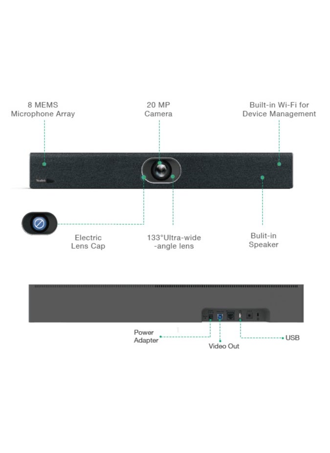 Yeastar Yealink UVC40 All in once USB Video Bar, MS Teams Certified,20mp 4k UHD Video conference,Wide angle lens,Electric lens cap,Speaker Tracking & Auto Framing,AI Face Enhancement,Remote Desktop management  - Image 4