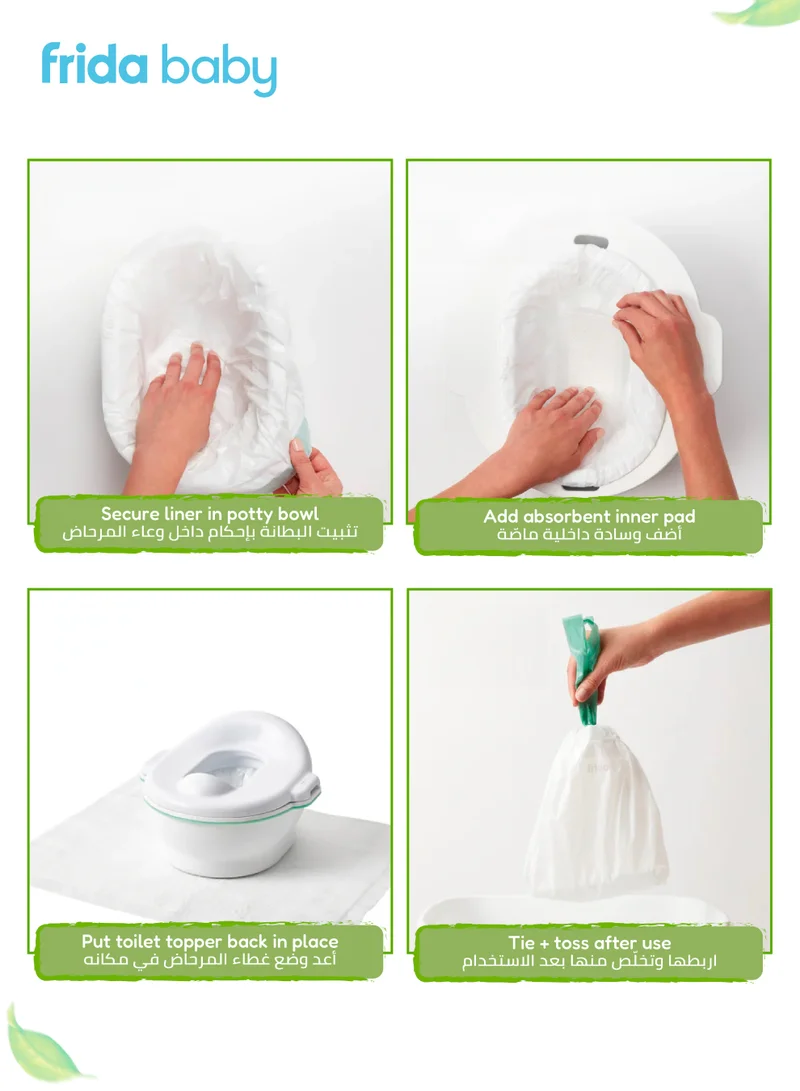 فريدا بيبي Potty Chair Liners 30 Count | Leak-Proof, Super-Absorbent Potty Bags for Easy Cleanup | Fits Most Toddler Potty Chairs | 20 x 11 x 9 CM