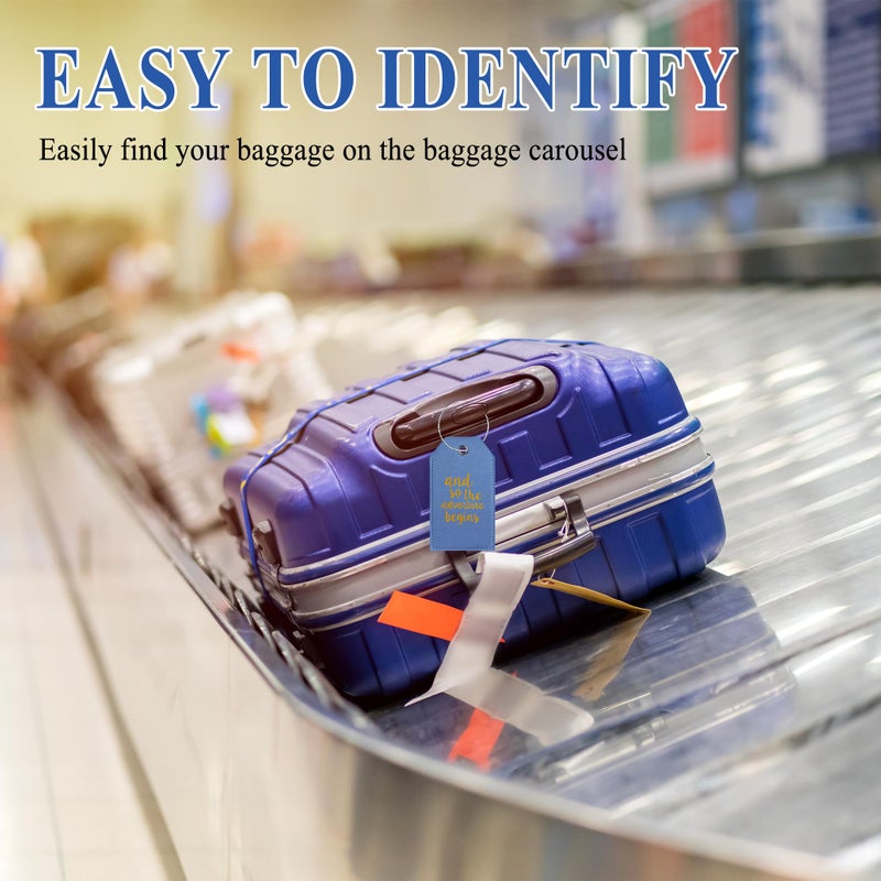 Casmonal Luggage Tag & Initial Baggage Tags For Suitcases Leather Bag Tags For Backpacks Handbag School Instrument With Name Id Label Travel Essentials  Unique Fun Blue Personalized Luggage Tags 2 Pack - Image 2