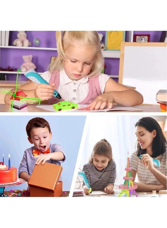 3D Printing Pen, Includes 3D Pen, 3 Colours of PLA Filament, Stencil Book, Project Guide and Charger, Drawing Stencil Doodler, Arts and Crafts Gift for Kids and Adults, Blue