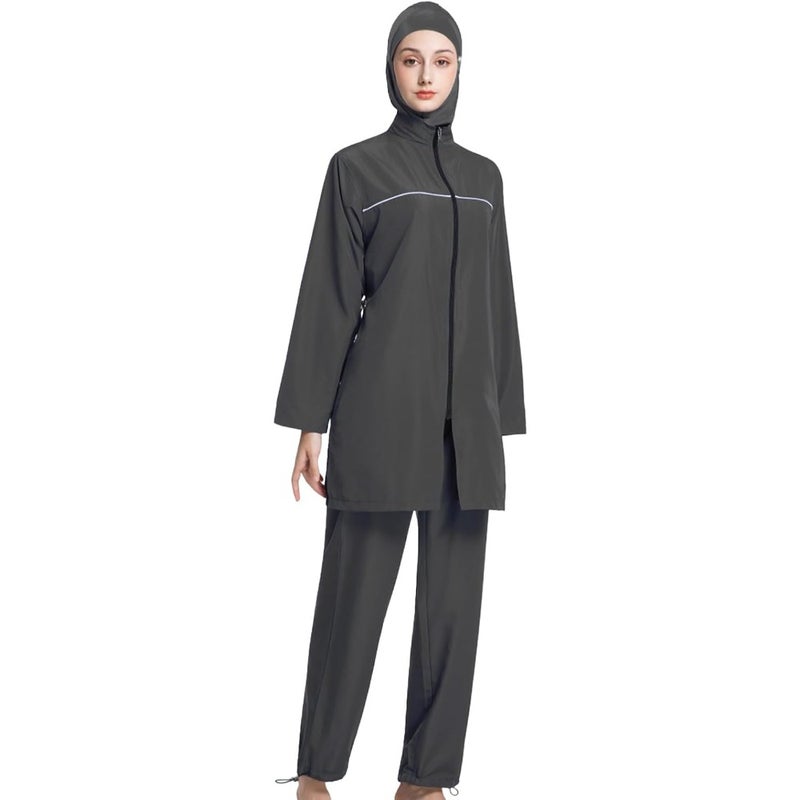 Muslim Swimsuits for Women Rash Guard Swimwear Sun Protection Suits Long Sleeve Top Pants with Hijab/Cap - Image 4