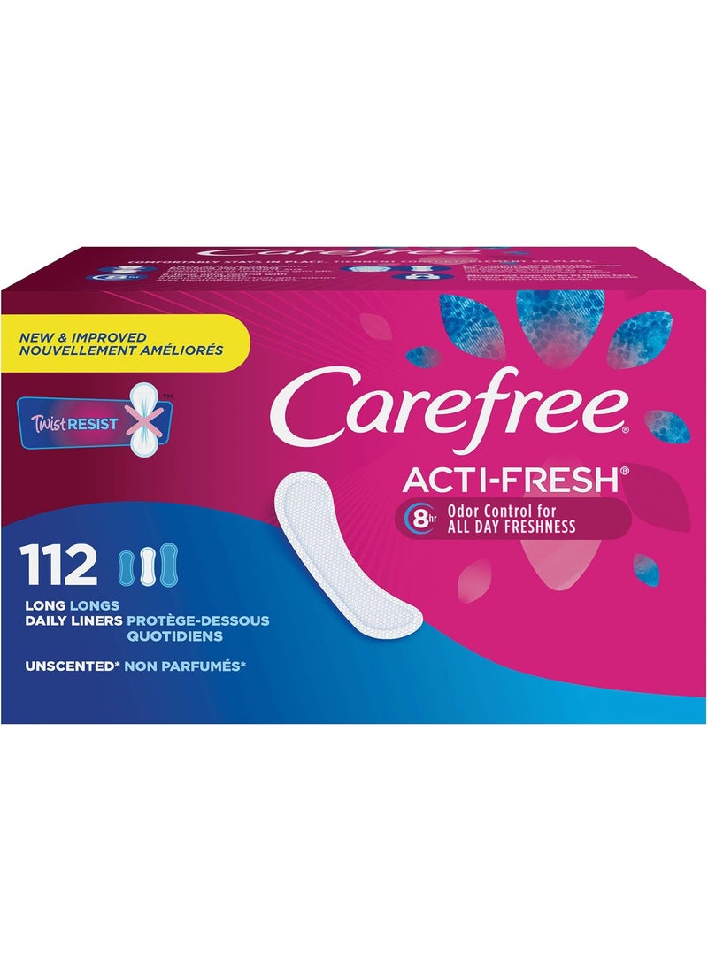Carefree Carefree Acti-Fresh Body Shaped Panty Liners, Flexible Protection that Molds to Your Body, Long, 112 Count (Pack of 1) 