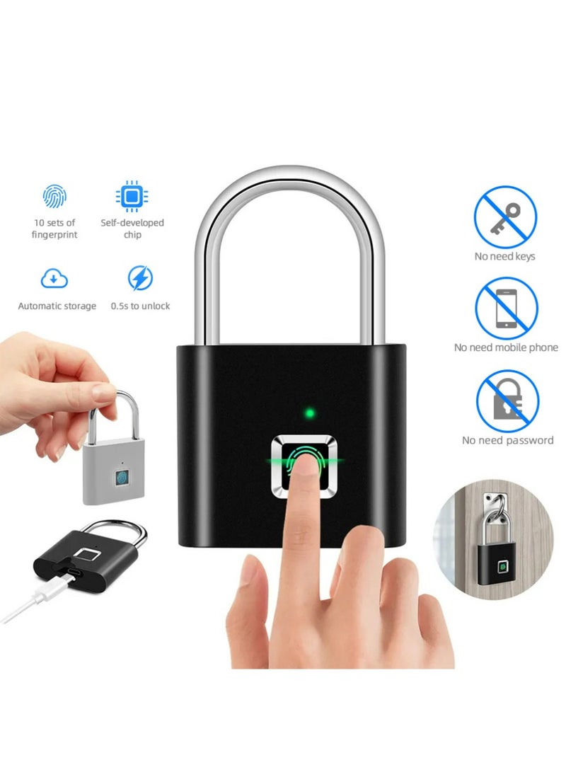 YOUGE Fingerprint Padlock,Ultra Light One Touch Open Fingerprint Lock with USB Charging for Gym, Sports, School Employee Locker,Fence, Suitcase,Bike No App, No Bluetooth，No Trouble - Image 1
