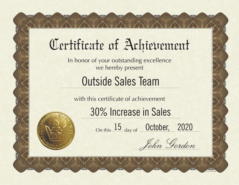 Great Papers! Certificate of Achievement, Pre-Printed, Gold Foil, Embossed, 8.5" x 11", 6 Count (930100) - Image 3