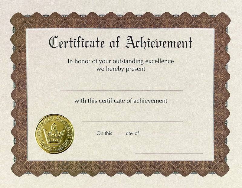 Great Papers! Certificate of Achievement, Pre-Printed, Gold Foil, Embossed, 8.5" x 11", 6 Count (930100) - Image 1