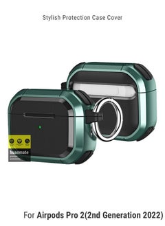 huanmate Stylish Shockproof Protection Case Cover For Apple Airpods Pro 2(2nd Generation 2022) Black/Green  - Image 1