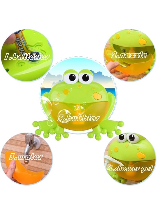 إيروريكس ألعاب فقاعات حمام الأطفال على شكل ضفدع أوتوماتيكي، ألعاب حمام الأطفال، آلة فقاعات حوض الاستحمام للأطفال مع - Image 4