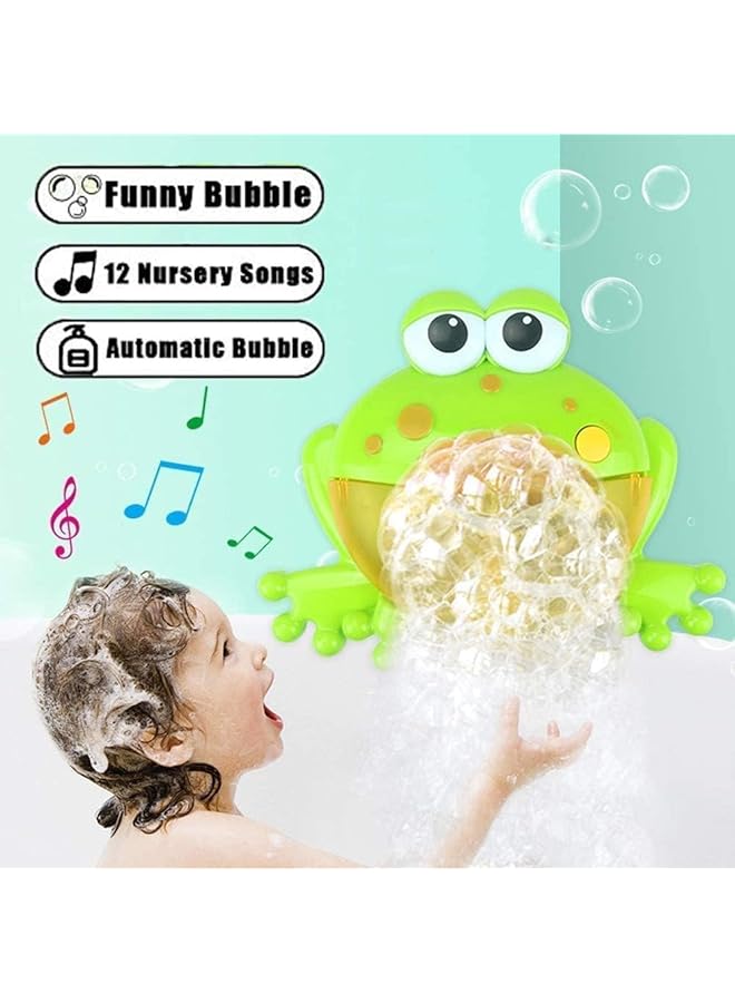 إيروريكس ألعاب فقاعات حمام الأطفال على شكل ضفدع أوتوماتيكي، ألعاب حمام الأطفال، آلة فقاعات حوض الاستحمام للأطفال مع - Image 2
