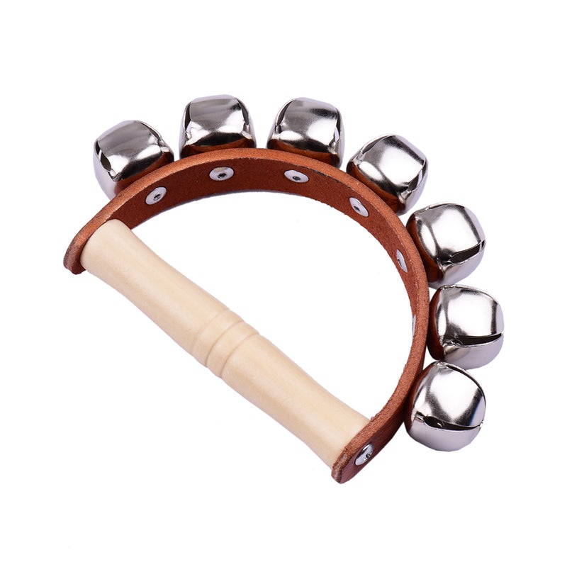 ساعة يدية صيغتها الجرسية (Handbell) جرسات جينغل بـ7 قطع بمقبض خشبي، لعبة موسيقية لفصل الموسيقى - Image 1