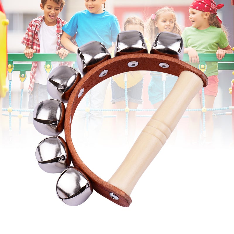 ساعة يدية صيغتها الجرسية (Handbell) جرسات جينغل بـ7 قطع بمقبض خشبي، لعبة موسيقية لفصل الموسيقى - Image 2