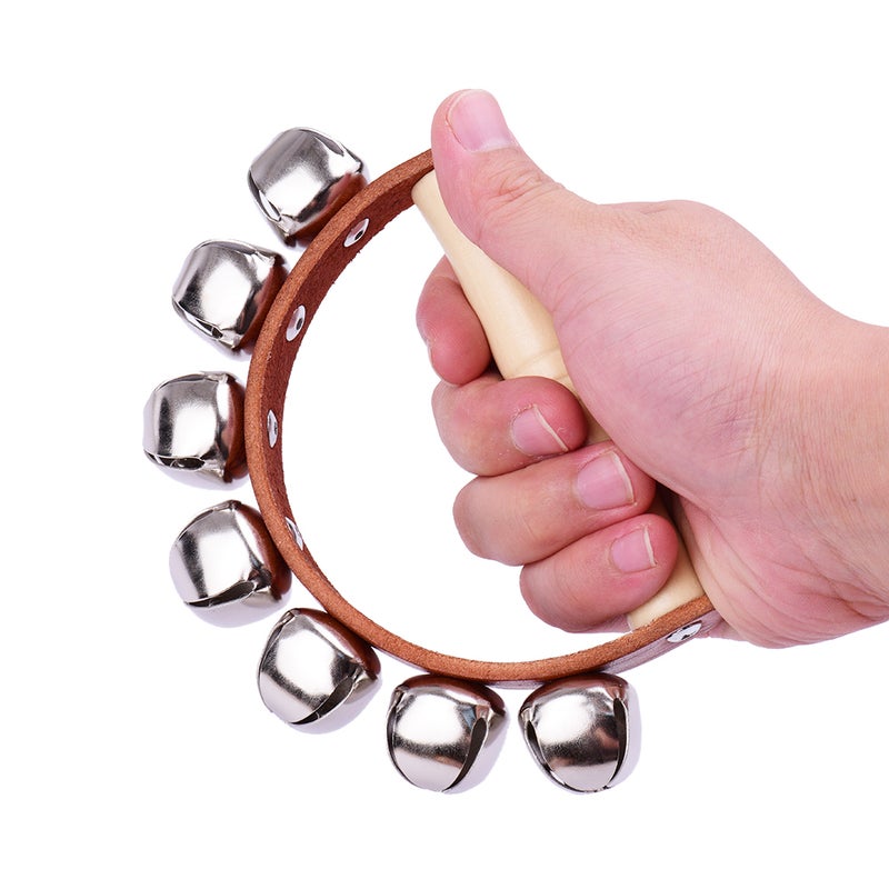ساعة يدية صيغتها الجرسية (Handbell) جرسات جينغل بـ7 قطع بمقبض خشبي، لعبة موسيقية لفصل الموسيقى - Image 3