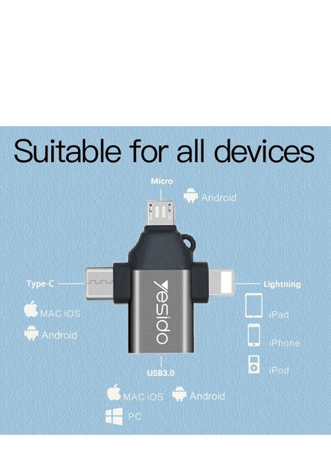 GS15 3 IN 1 USB To Type-C Micro Lightning OTG Adapter