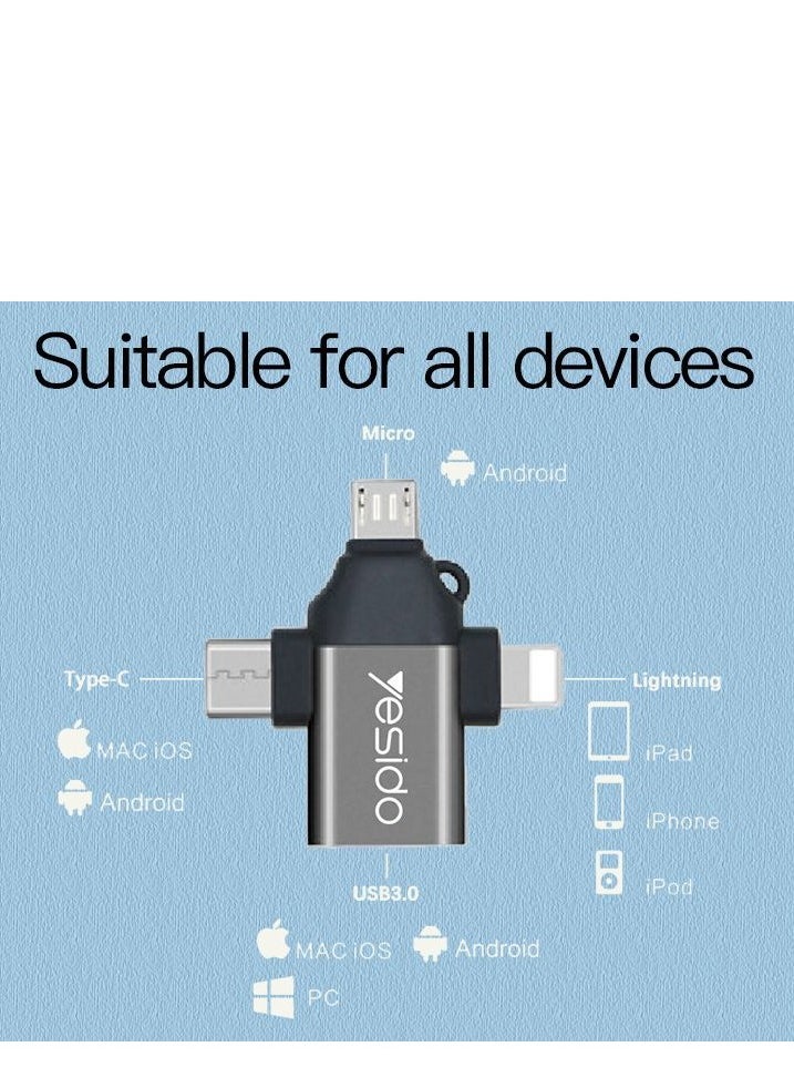 Yesido - GS15 3 IN 1 USB To Type-C Micro Lightning OTG Adapter - Image 1