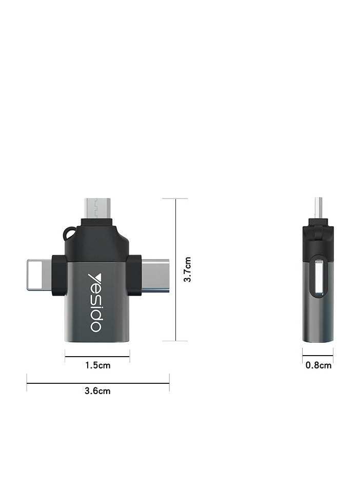 Yesido - GS15 3 IN 1 USB To Type-C Micro Lightning OTG Adapter - Image 1