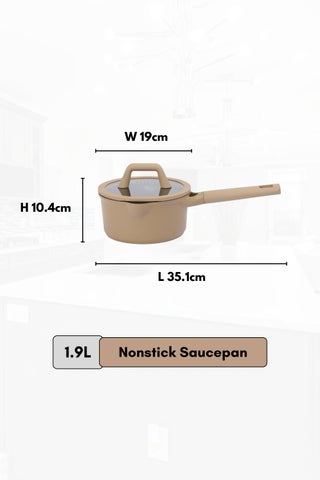 Carote 1.9 Litre Nonstick Saucepan with Pour Spout & Strainer Lid, PFAS & PFOA Free Healthy Cooking, Titanium-Reinforced with Heat-Resistant Handle, All-Stovetop Compatible, Dishwasher Safe (Taupe) - view 2