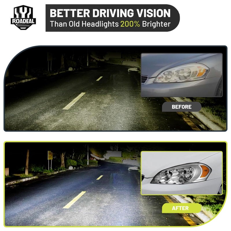 ROADEAL Headlights W/Bulbs for 2006-2013 Chevy Impala, 2006-2007 Chevy Monte Carlo, 2014-2016 Impala Limited Halogen Headlamp Replacement Driver & Passenger Side - Image 5
