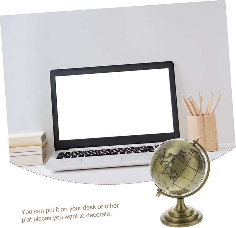 كرة مكتب دوارة من البرونز والحديد العتيق للكرة الأرضية لتزيين المنزل والمكتب - Image 3