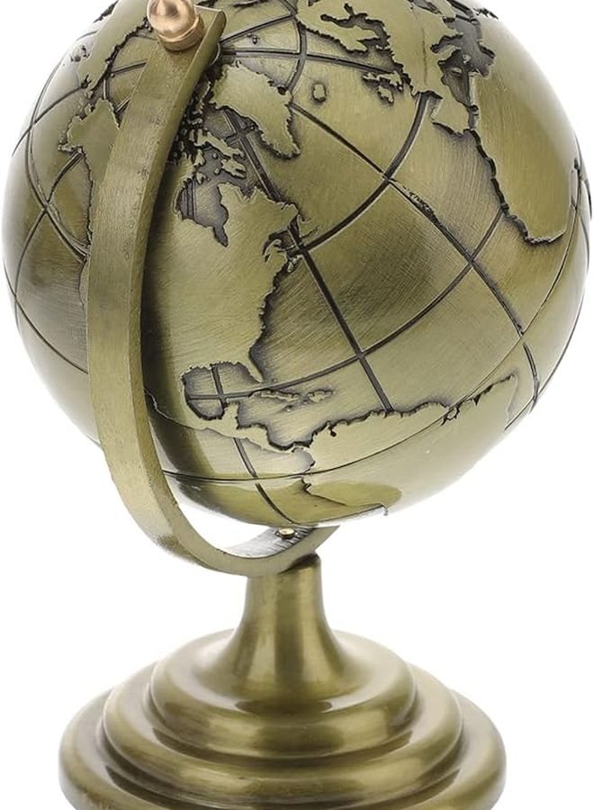 كرة مكتب دوارة من البرونز والحديد العتيق للكرة الأرضية لتزيين المنزل والمكتب - Image 2