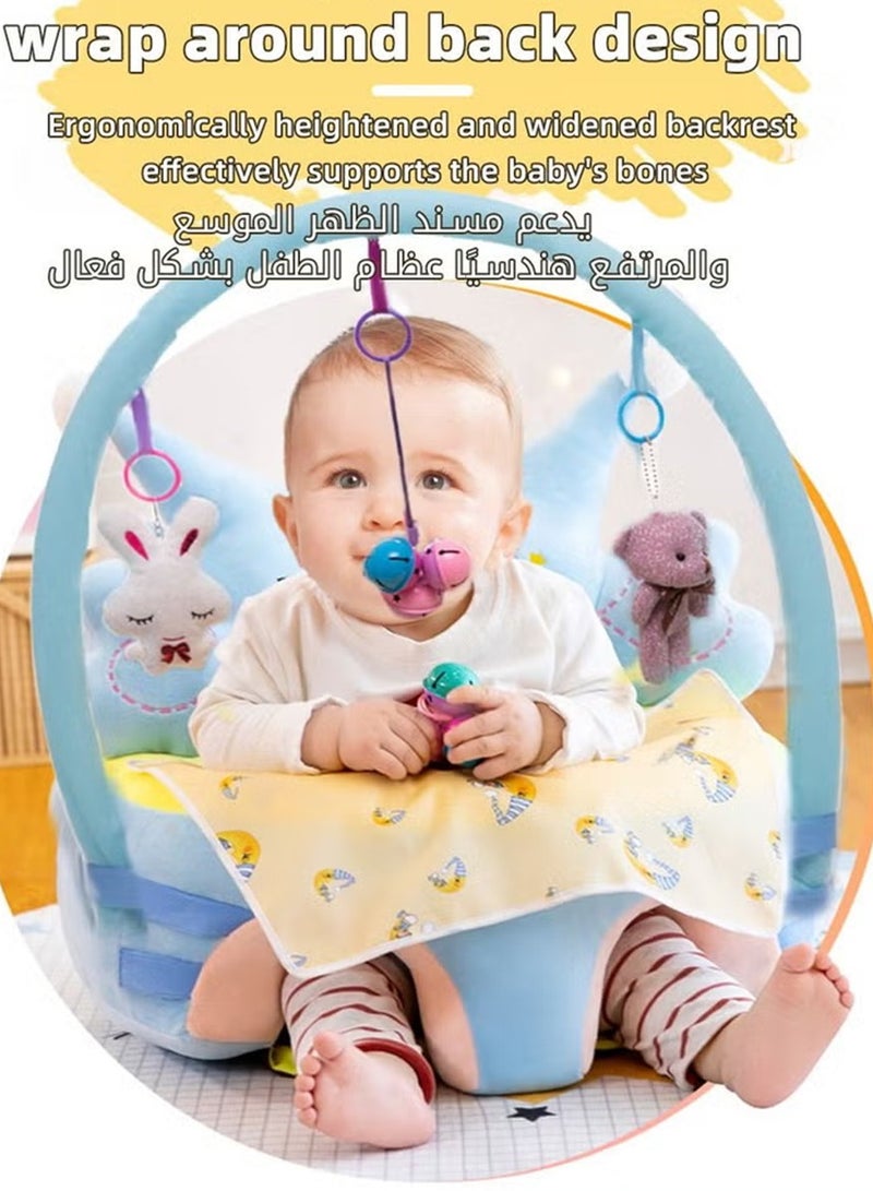 اويسيس مقعد دعم جلوس الطفل مع رف للألعاب، كرسي تعلم الرضيع - من النسيج الفليني الكريستالي مع حشو من القطن البولي بروبيلين. هدية مثالية للطفل الصغير لتعلم الجلوس. - Image 2