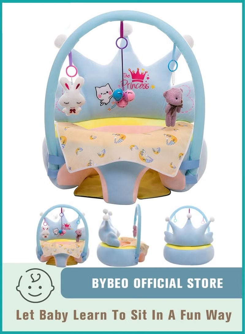 اويسيس مقعد دعم جلوس الطفل مع رف للألعاب، كرسي تعلم الرضيع - من النسيج الفليني الكريستالي مع حشو من القطن البولي بروبيلين. هدية مثالية للطفل الصغير لتعلم الجلوس. - Image 3
