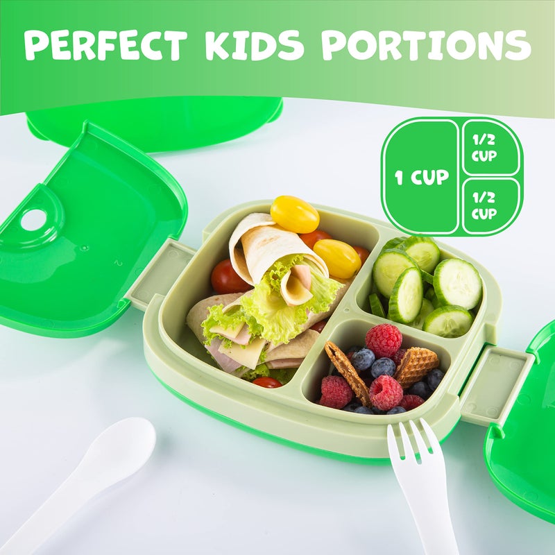 Umami All-in-1 Bento Box for Kids, Ice-pack & Utensils Included, 100% Leakproof & BPA free, Parents' favorite Lunch Box Kids (Green, 27 oz) - Image 4