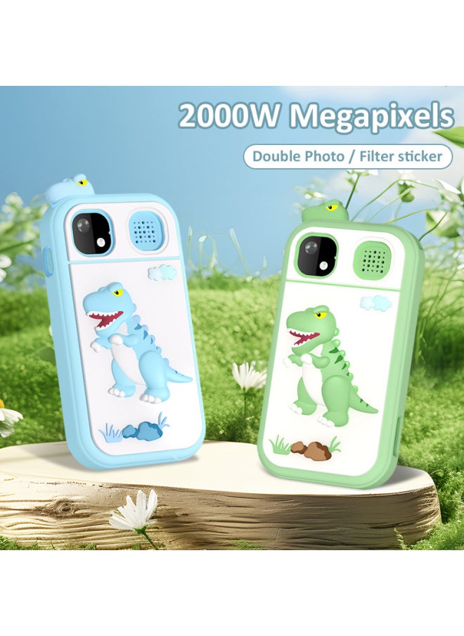 Generic - Cartoon Unicorn H07 Children's Mobile Phone Camera Flashlight Game Alarm Clock Multi-function Toy-Color:Green Bear (button Version) Does Not Come With Card - Image 1