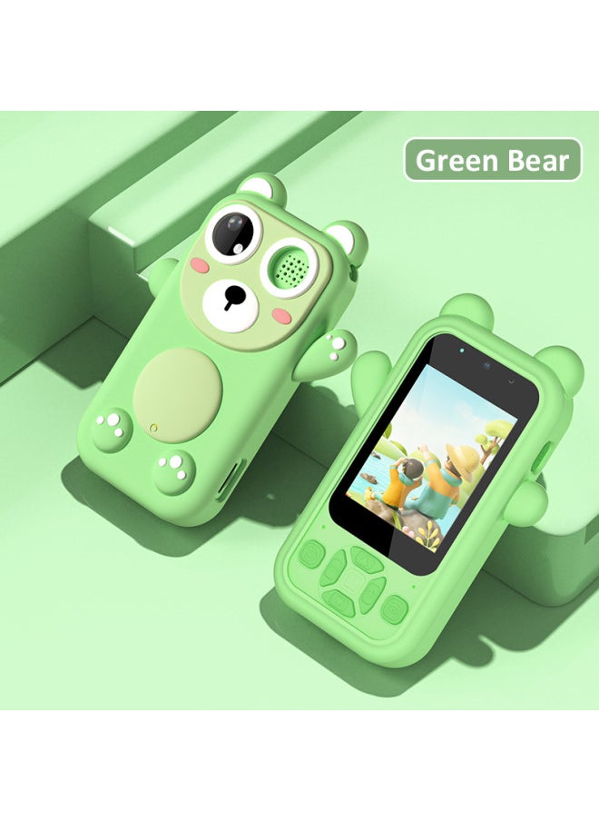 Generic - Cartoon Unicorn H07 Children's Mobile Phone Camera Flashlight Game Alarm Clock Multi-function Toy-Color:Green Bear (button Version) Does Not Come With Card - Image 1