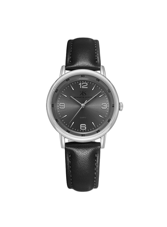 كينيث سكوت ساعة يد نسائية من كينيث سكوت بقرص رمادي تناظرية - Image 1