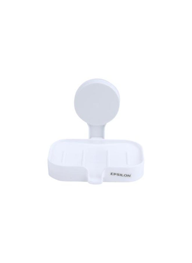 Epsilon Soap Holder EPSBA1549 | Wall Mounted Suction Soap Dish with Drain Holes | No-Drill Soap Tray with Strong Suction Design | 2kg Load Capacity | Bathroom & Kitchen Soap Organizer for Tile, Glass, Metal & Plastic Surfaces | White - Image 1