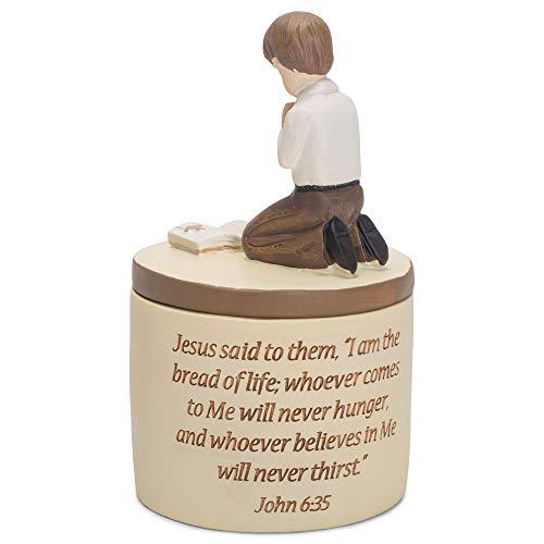 Dicksons First Communion Praying Boy Resin Stone 5 inch Keepsake Box - Image 3