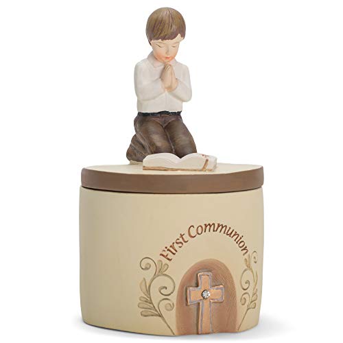 Dicksons First Communion Praying Boy Resin Stone 5 inch Keepsake Box - Image 5