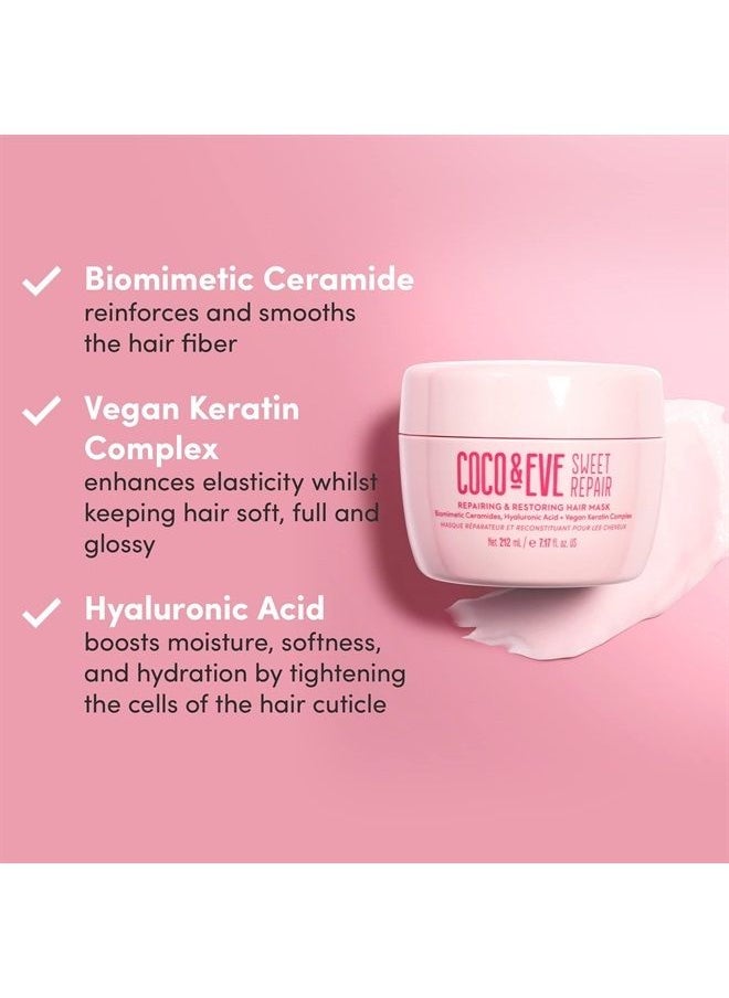COCO & EVE - Sweet Repair Repairing and Restoring Hair Mask. Blend of Biomimetic Ceramides, Hyaluronic Acid, Vegan Keratin. Repair Dry Damaged Hair by Heat or Chemical, Increase Hydration & Shine (7.2 f - Image 1