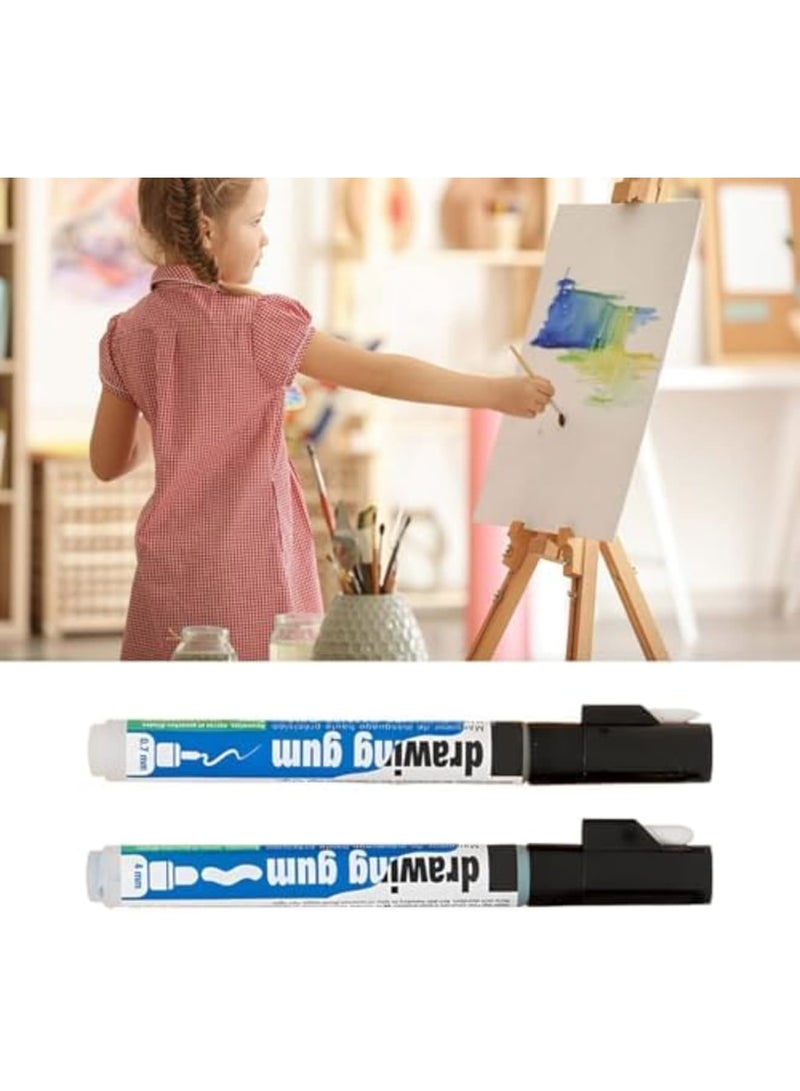 SYOSI Drawing Gum Pen Set (2 Pack) - Dual Tip Masking Fluid Marker for Watercolor Painting (0.7mm Fine Line + 4mm Broad Tip) - Erasable Whiteout Effect, Replaceable Refills - Ideal for Artists & Crafters - Image 2