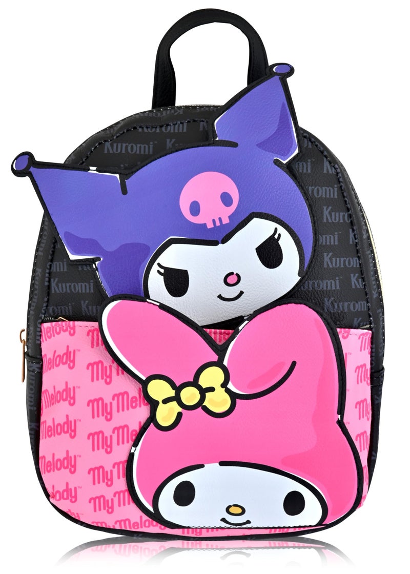Fast Forward Sanrio Kuromi My Melody Backpack for Women, Men, Unisex | Cute PU Leather 10" Kuromi My Melody Mini Backpack Purse Shoulder Purse | Kuromi Bag and Kuromi Accessories - Image 1