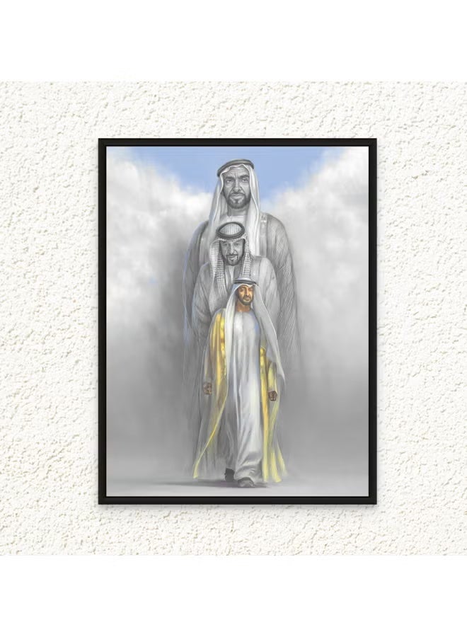 ARS Canvas Framed Wall Art of Sheikh Zayed bin Sultan Al Nahyan Sheikh Khalifa UAE Abu Dhabi Sheikhs Print Wall Decor for Office Living Room Gifting, 1 Pcs, Size Available - Image 1