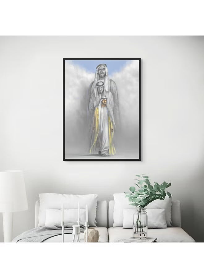 ARS Canvas Framed Wall Art of Sheikh Zayed bin Sultan Al Nahyan Sheikh Khalifa UAE Abu Dhabi Sheikhs Print Wall Decor for Office Living Room Gifting, 1 Pcs, Size Available - Image 2