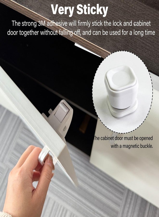 kimitimi 12 Pack Magnetic Cabinet Locks Baby Proofing - Child Safety Cabinet Latch Locks with Adhesive, No Drill or Tools Installation, for Cabinets Drawers Doors - Image 5