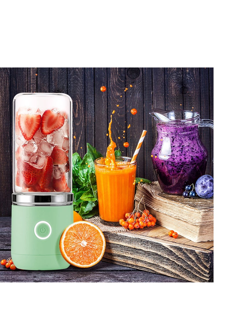 SYOSI - Portable Juice Blender,mini glass portable smoothie maker,refillable bottle blender travel juicer manual,for fruit juices and milkshakes (green) - Image 1