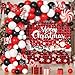 Janinus Plaid Christmas Balloons Garland Arch Kit with Merry Christmas Backdrop Snowflake Tablecloth Red White Balck Balloons Xmas Decor Cane Foil Balloon for Christma Baby Shower Birthday Party - Image 2