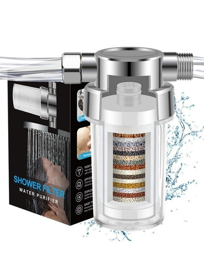 Clear Shower Filter for Hard Water & Chlorine Removal | High Output Filtered Shower Head Improves Skin & Hair | Universal Fit Visible Filter （Does not include shower head) - Image 2