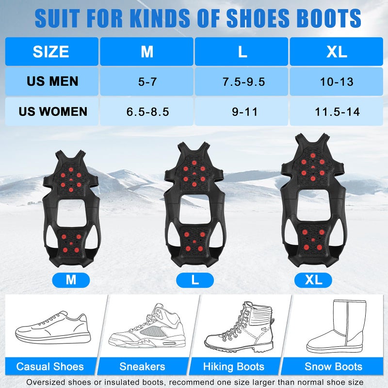 JSHANMEI Ice Cleats Tungsten Crampons, Anti Slip Shoes Grippers with Reflective Heel, Ice Snow Cleats for Shoes and Boots Men Women Slip-on Overshoes Stretch Footwear, Size XL - Image 5