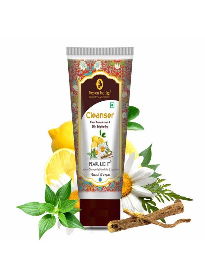 passion indulge Natural Pearl Light Cleanser For Skin Brightening Glowing Skin Vitamin C With Lemon & Chamomile Essential Oil Manjistha & Liquorice Extract| Men & Women; Vegan & Natural 100 Ml - Image 2