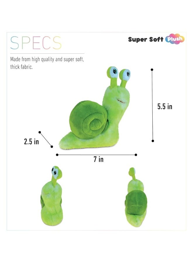 Puzzled DolliBu Green Snail Plush  Super soft stuffed animal Snail Cute Realistic Stuffed Animal Snail Toy for Boys and Girls Adorable Plush Animal Snail Gift for Baby Kids and Adults  7 Inches - Image 2