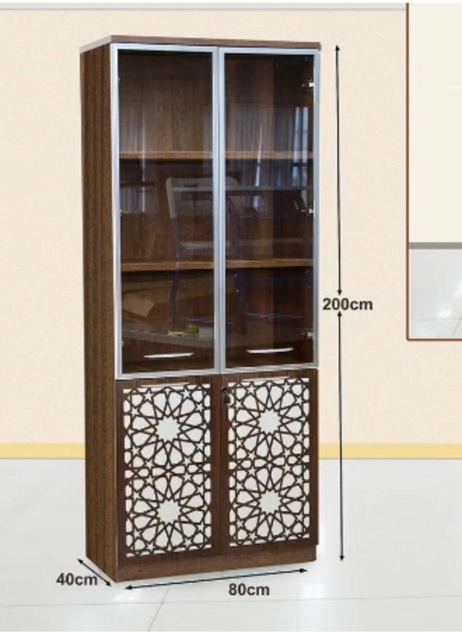 KARNAK - Wooden Book Shelf Rack Wardrobe Bookcase Cabinet-Cupboard for Living Room, Home, Office, Baby Room  2125-2D-Brown-White - Image 1