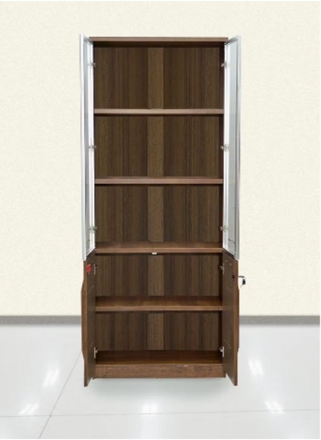 KARNAK - Wooden Book Shelf Rack Wardrobe Bookcase Cabinet-Cupboard for Living Room, Home, Office, Baby Room  2125-2D-Brown-White - Image 1