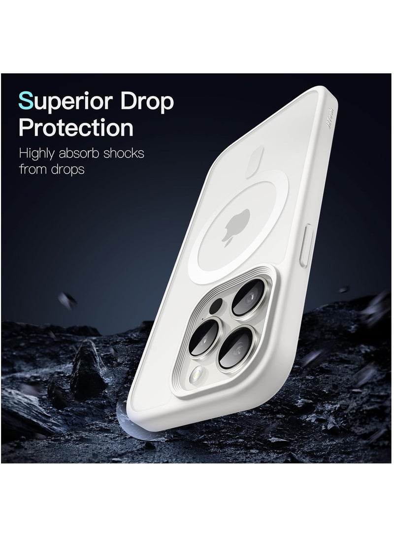 Magnetic Case for iPhone 15 Pro 6.1-Inch Compatible with MagSafe, Translucent Matte Back Slim Shockproof Phone Cover (White) - Image 5