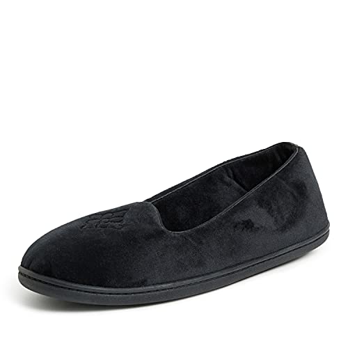 Dearfoams Women's Rebecca Lightweight Cozy Memory Foam Closed Back Slipper with Wide Widths, Black Velour, 11-12 - Image 5
