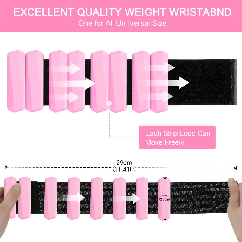 Teikugv Wrist Weights Set of 2, Wearable Arm & Leg Weights for Women & Men, Adjustable Wrist Ankle Weights for Walking, Yoga, Swimming, Gym, 2lb (Pink) - Image 2