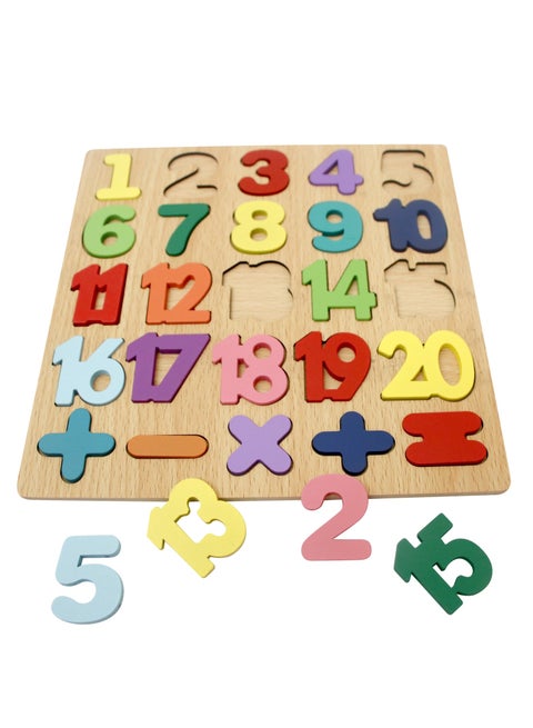 NOVOLAN Literacy Puzzle Jigsaw Puzzle Wooden Children Number Board Letter Board Puzzle Geometric Shape Pairing Hand Grasping Panel Early Educational Toys Numbers, Letters, Math, Shapes (Number)